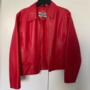 Women's Red Faux Leather Jacket